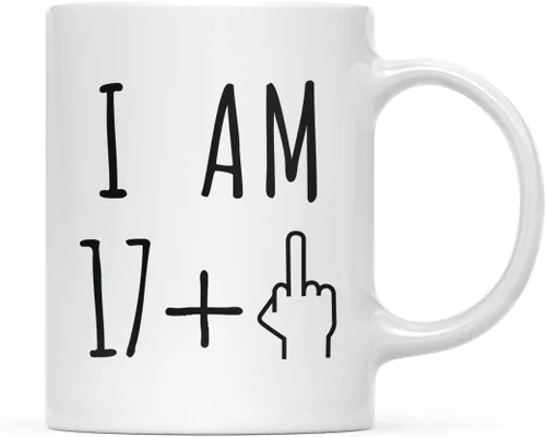 Miniatura 36 de Andaz Press Divertida taza de café de 11 onzas, regalo de broma de cumpleaños, I Am 49 + 1 dedo medio, 1 paquete, ideas de regalo de cumpleaños 50