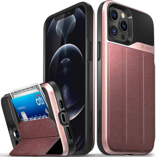 Miniatura 32 de VENA vCommute - Funda tipo cartera compatible con Apple iPhone 12 Pro Max (6.7 pulgadas) (protección contra caídas de grado militar), funda de cuero