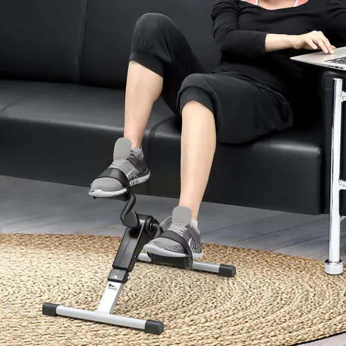 Miniatura 4 de Ejercitador de pedal plegable - Mini bicicleta estática con pedales para debajo de escritorio con pantalla LCD para entrenamiento de brazos