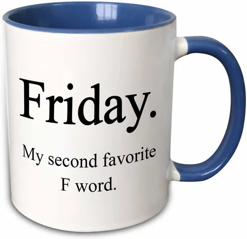 Miniatura 8 de 3dRose EvaDane - Citas divertidas - Viernes mi segunda palabra F favorita. Negro. - Tazas (mug_186243_4)