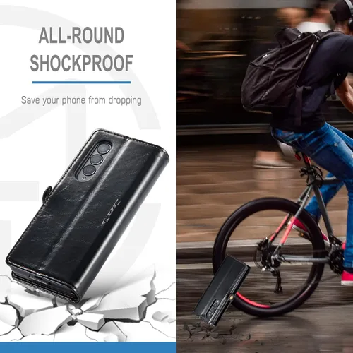 Miniatura 9 de Kowauri Funda para Samsung Galaxy Z Fold 4 5G, piel sintética, tipo cartera, con tarjetero y función atril, cierre magnético, protección a prueba