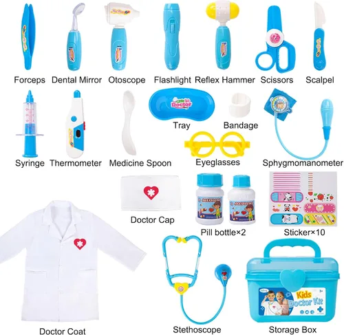 Miniatura 4 de Liberry Kit médico para niños pequeños de 3, 4 y 5 años, juego de médico para niñas y niños, kit médico de juego de simulación con estetoscopio