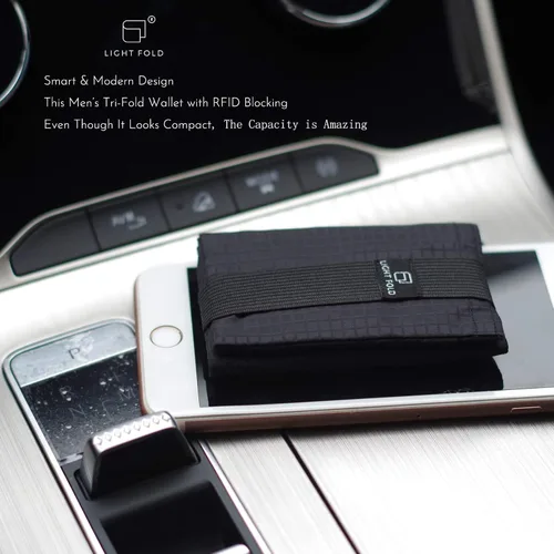 Miniatura 6 de LIGHT FOLD Slim Minimalist Wallets for Men Trifold Nylon Card Holder Men's Wallet Ultra Thin & Stylish Design Front Pocket Wallet with RFID Blocking