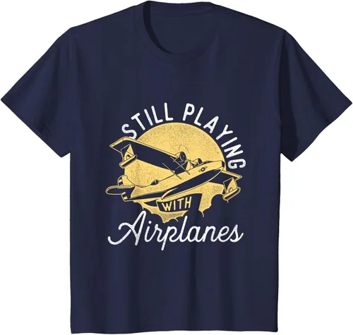 Miniatura 77 de Still Playing With Airplanes - Camiseta de control remoto RC Avión Piloto, Negro