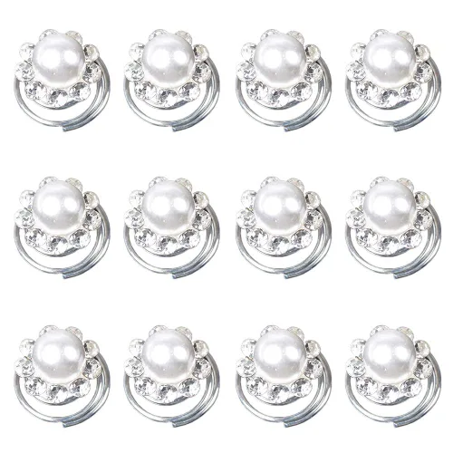 Miniatura 15 de Vpang 12 horquillas en espiral para el cabello, espirales, espirales, pinzas para el cabello para boda, novia, diamantes de imitación de perla, Tipo