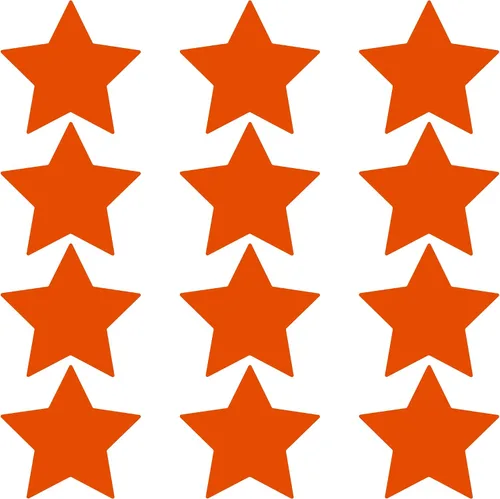 Miniatura 79 de LiteMark Durable Stars, calcomanía roja brillante de 5.5 pulgadas, uso en hormigón liso, azulejos, vidrio, paquete de 8 estrellas Rojo