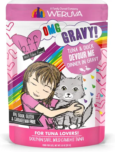 Miniatura 27 de Weruva latas de comida húmeda para gatos sin granos y bolsas B.F.F. (Best Feline Friend), Púrpura