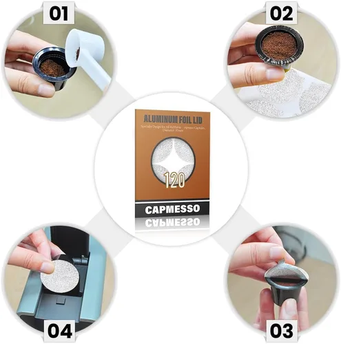 Miniatura 6 de CAPMESSO Cápsulas de café de papel de aluminio - Tapas de aluminio adhesivas de aluminio para reutilizar cápsulas originales Nespresso cápsulas