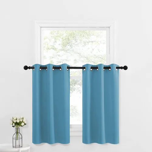 Miniatura 22 de NICETOWN Cortinas opacas de cocina para ventana sobre el fregadero, aislamiento térmico, decoración del hogar, pequeños niveles opacos con ojales
