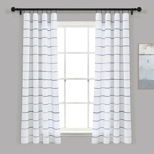 Miniatura 14 de Lush Decor Paneles de Cortinas de Ventana de Algodón Teñido con Hilo de Rayas Ombré, Par, 40" An x 95" L, Amarillo y Gris - Cortinas - Cortinas
