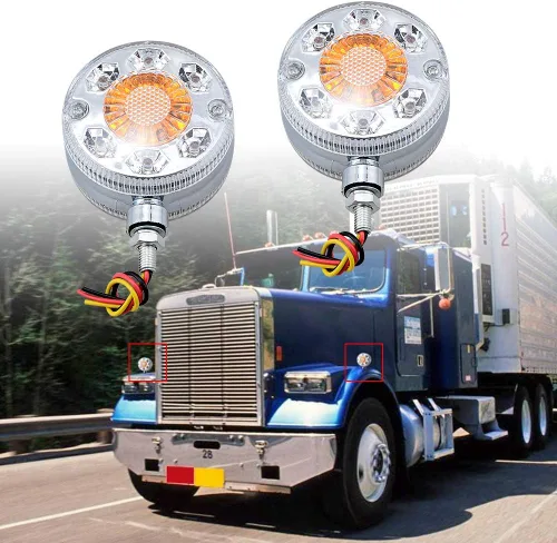 Miniatura 6 de Astra Depot 2 piezas de luz de cara doble de 3" redondas, 24 LED, color rojo, ámbar y blanco, para remolque de camión semi, tractor, vehículo largo