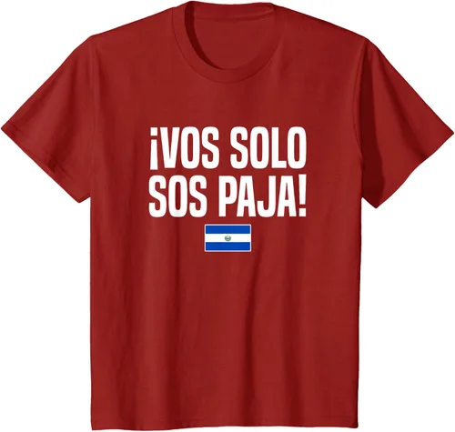Miniatura 71 de Camiseta Vos Solo Sos Paja Salvadoran Slang Bandera de El Salvador, Negro