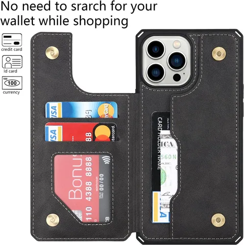 Miniatura 3 de Cavor Funda para iPhone 14 Pro con tarjetero, funda tipo cartera para iPhone 14 Pro para mujeres y hombres, funda de teléfono para iPhone 14 Pro