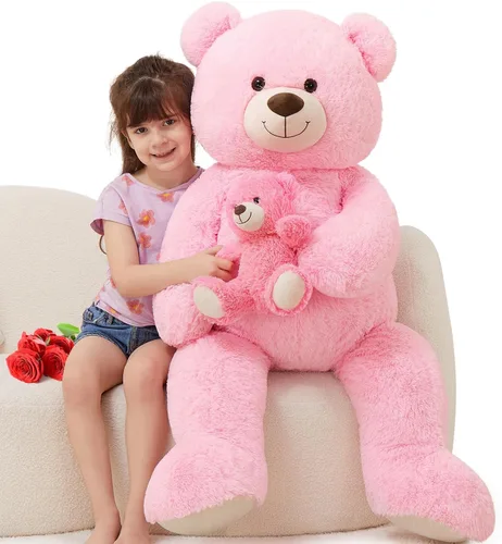 Miniatura 18 de MorisMos Oso de Peluche Gigante Animal de Peluche con Osos Bebé, 35.4'' Oso Grande de Peluche Mamá, 3 Pequeños Osos de Peluche Animales de Peluche a