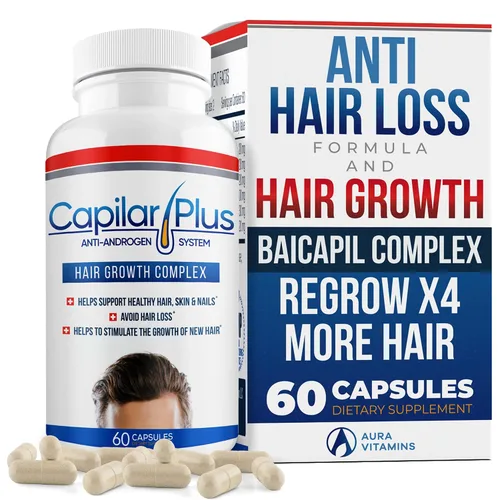 | Capilar Plus con sistema anti-andrógeno | Suplemento para el crecimiento del cabello | Tratamiento de pérdida de cabello | Piel, cabello y uñas
