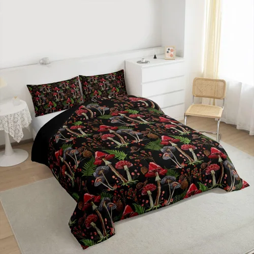 Miniatura 2 de Feelyou Lindo juego de edredón decorativo de hongos para niños, edredón de hongos de dibujos animados para niños y adolescentes, juego de ropa