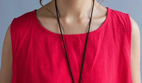 Miniatura 4 de GGUHHU Maxivestido holgado sin mangas de lino y algodón para mujer con bolsillos