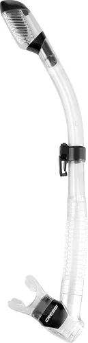 Cressi Adult Diving Dry Snorkel with Splash Guard and Top Valve - Supernova Dry: Designed in Italy Transparente/Negro [D]