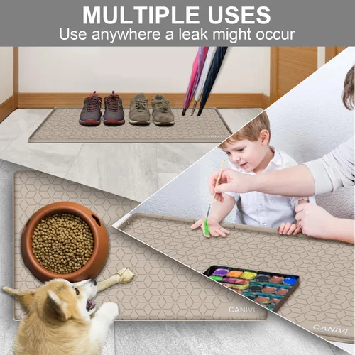 Miniatura 5 de Tapete para debajo del fregadero, 31 x 22 pulgadas, bandeja de silicona impermeable debajo del fregadero para armarios de cocina y lavandería