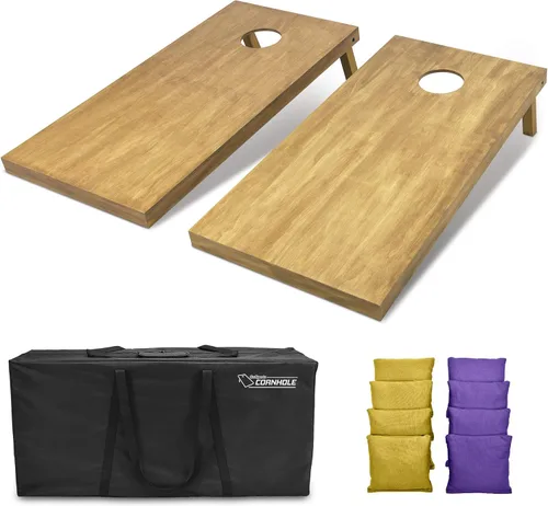 Miniatura 13 de GoSports 4 ft x 2 ft Regulation Size Wooden Cornhole Boards Set with Light Brown Finish - Includes Carrying Case and Bean Bags Negro- gris