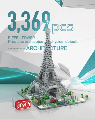 Miniatura 3 de dOvOb Architecture - Juego de microbloques de la Torre Eiffel, 3369 piezas de mini ladrillos 3D, juguete de rompecabezas 3D, regalo para adultos