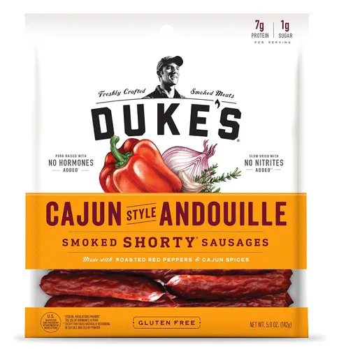 Miniatura 6 de Duke's Hatch Green Chile and Cajun Style Andouille Smoked Shorty Sausages Bundle 16 onzas
