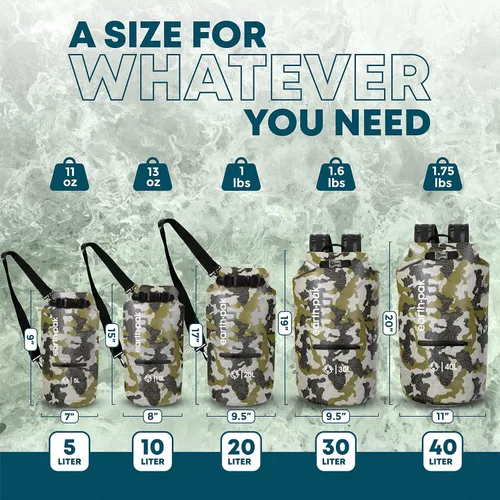 Miniatura 2 de Earth Pak Bolsa seca impermeable con bolsillo con cremallera, mochila impermeable para mantener el equipo seco Camuflaje