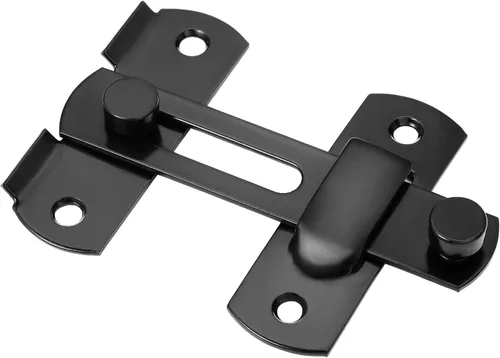 Miniatura 5 de INIRET Paquete de 5 pestillos para puerta de granero, 3.93 x 2.75 pulgadas, de acero inoxidable, color negro, cerraduras de puerta abatibles