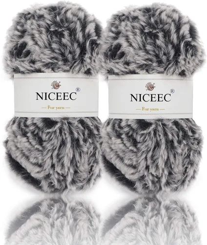 Miniatura 21 de NICEEC Hilo de Pelo Sintético Super Suave, Grueso y Esponjoso, Hilo de Pestañas para Crochet y Tejido (Longitud Total 192m/9.1kg) - Otoño/300g