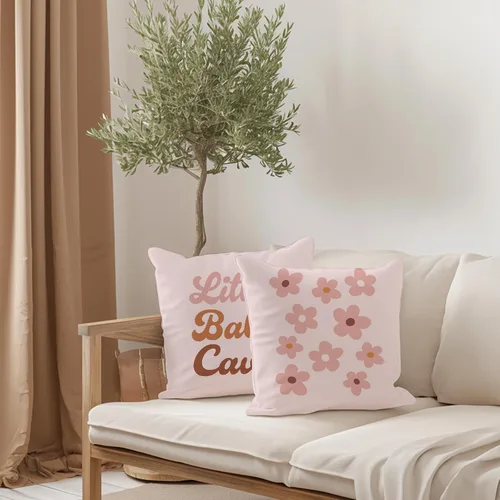 Miniatura 2 de Little Babe Cave Boho - Fundas de almohada decorativas con cita para niña, fundas de almohada retro de margaritas para el hogar, habitación