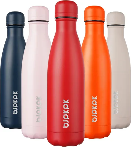 Miniatura 37 de BJPKPK Botellas de agua de acero inoxidable con aislamiento de 17 onzas, mantiene el frío y el calor, brillante oro rosa Oro rosa brillante