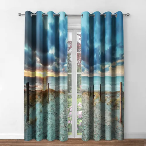 Miniatura 28 de Jekeno - Cortinas opacas retro de música con tema de notas musicales impresas, cortinas decorativas para amantes de la música, dormitorio, sala