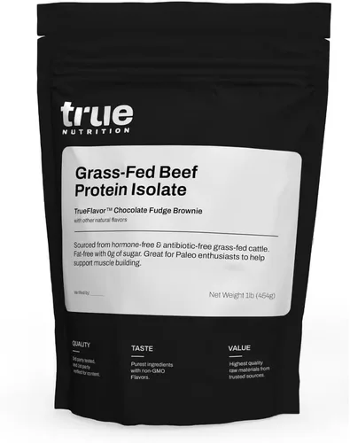 True Nutrition Polvo aislado de proteína de carne de res alimentada con pasto – 1.02 oz de proteína por porción – Cero carbohidratos, sin grasa, sin