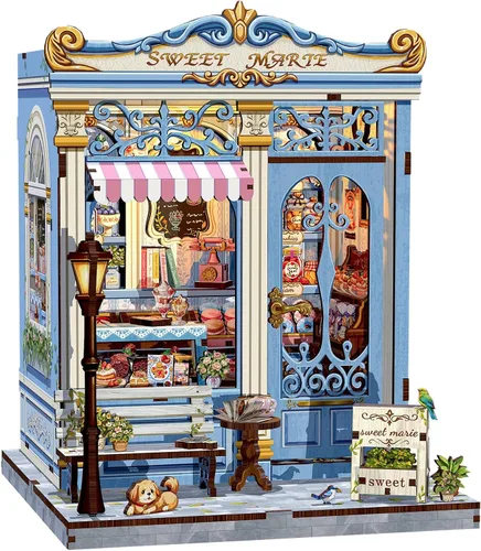 Miniatura 11 de CUTEBEE - Kit de rincón de libros - Kit de casa de muñecas en miniatura DIY para adultos, decoración de estantería de casa pequeña Booknook