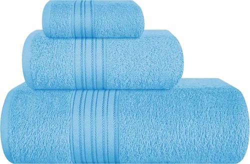 Miniatura 10 de BOUTIQUO Juego de 2 toallas de baño 100% algodón de 28 x 55 pulgadas, toallas de baño grandes ecológicas, compactas, de secado rápido, ligeras, Rosa