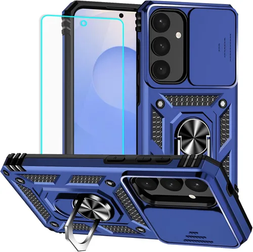 Miniatura 25 de HNHYGETE Funda para Samsung A13 5G, Galaxy A13 5G con protector de pantalla, soporte giratorio de grado militar de 360° (resistente), fundas Negro