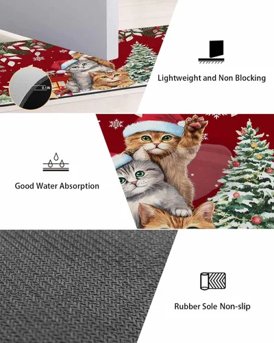 Miniatura 3 de Tapete de baño de Navidad para bañera, antideslizante, de secado rápido y absorbente, de tierra de diatomeas, tapete de cocina, tapete de cocina