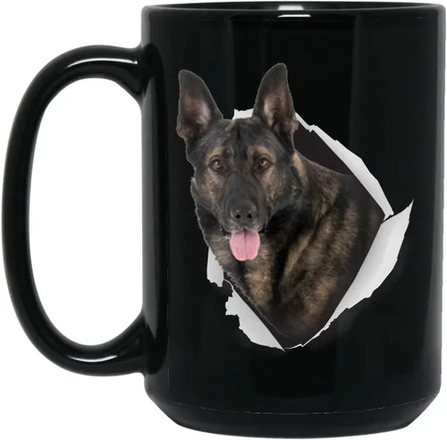 Divertida taza de pastor alemán para hombres, mujeres, amantes de los perros, regalos de Navidad, taza de café negra de 15 onzas