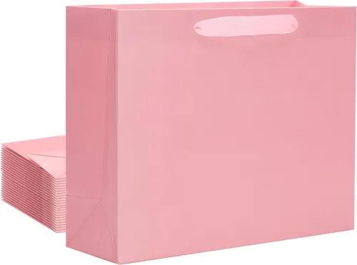 Miniatura 9 de Bolsas de regalo de papel kraft extra grandes, 12 piezas, blancas, 16 x 6 x 12 pulgadas, asas de cinta, bolsas de fiesta, boda y compras