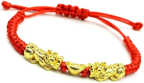 Miniatura 5 de MANRUO Feng Shui, la mejor pulsera de cuerda roja con doble Pi XiuPi Yao y lingotes de riqueza dorada, joyería atrae riqueza y buena suerte