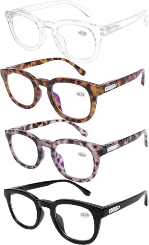 Miniatura 5 de AQWANO Retro Round Designer Reading Glasses Women Men, Classic Computer Blue Light Block Readers Glasses with Spring Hinge