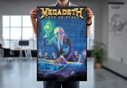Miniatura 7 de Megadeth - Póster musical (portada del álbum: Rust In Peace) (Tamaño: 24" x 36") (póster laminado y tiras)
