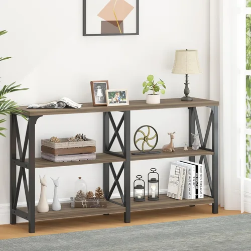 Miniatura 15 de LVB - Mesa de sofá de estilo granja, mesa consola rústica para sala de estar, mesa de entrada con almacenamiento, mesa de entrada para vestíbulo
