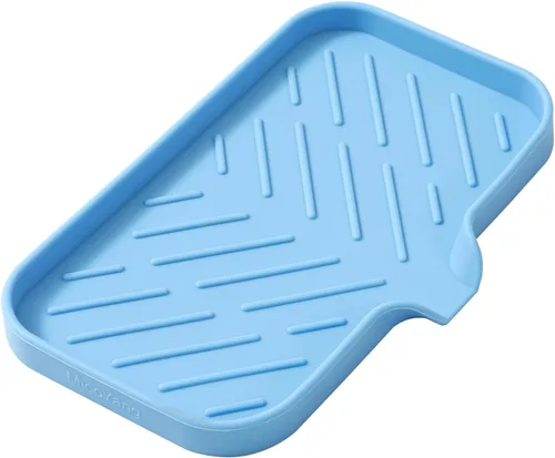 Miniatura 23 de MicoYang Jaboneras de baño de silicona con boquilla de drenaje, organizador de fregadero de cocina, soporte de esponja, bandeja de jabón para Azul