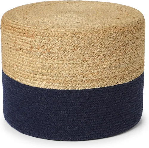 Miniatura 25 de REDEARTH Puf circular de yute, puf otomano – Puf trenzado con acento para sentarse redondo reposapiés para sala de estar, dormitorio, guardería