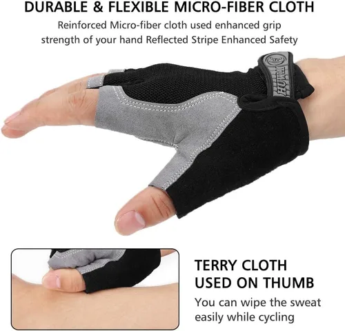 Miniatura 6 de Accmor Guantes de ciclismo para hombres y mujeres, guantes de bicicleta de medio dedo, guantes de bicicleta MTB, guantes antideslizantes que