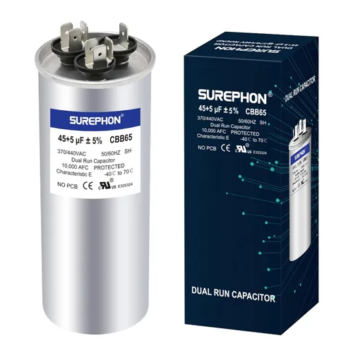 Miniatura 24 de Condensador de 5 Mfd 370V/440V Condensador de Funcionamiento y Arranque Ovalado para Motor de CA o Arranque de Ventilador y Bomba de Calor Fría