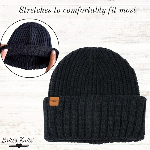 Miniatura 3 de Britt's Knits Gorro de punto para mujer Mainstay para clima frío, doble capa, estilo clásico, con puños, talla única
