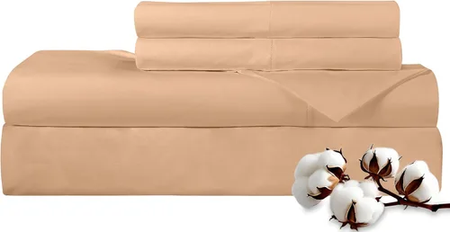 Miniatura 10 de Royale Linens - Juego de sábanas de 400 hilos, 100 % algodón cultivado en EE. UU., 4 piezas, sábana de satén, tamaño Queen - 1 sábana bajera, 1