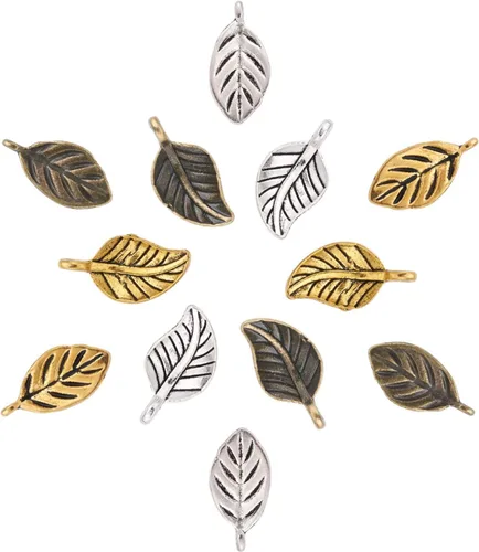 Miniatura 2 de Craftdady Pendientes colgantes de elefante dorado con suerte - Dijes de Jesús en oro antiguo, peces, hojas budistas, ojos malvados, amuletos